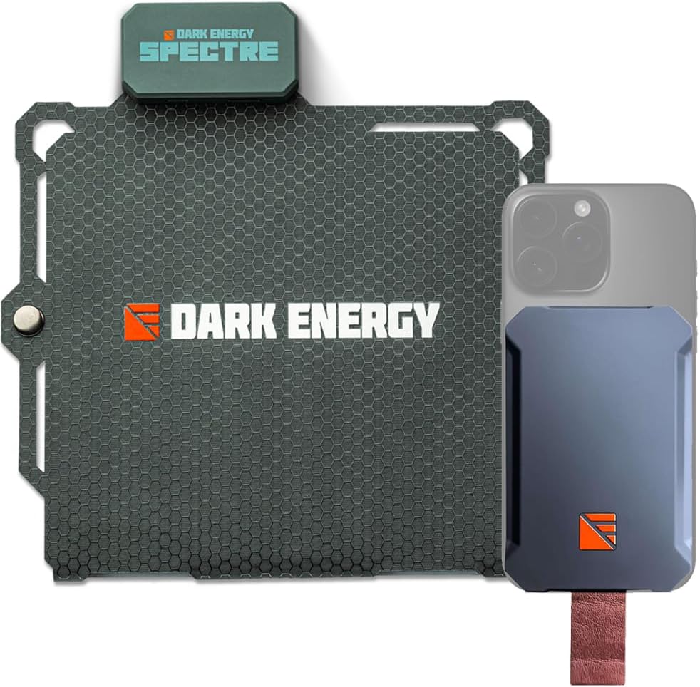 Dark Energy Poseidon Nano 3,000 mAh MagSafe Compatible Portable Charger Power Bank with Spectre 8W Folding Solar Panel - Complete Off-Grid Solar Generator System for Camping and Emergency Back Power