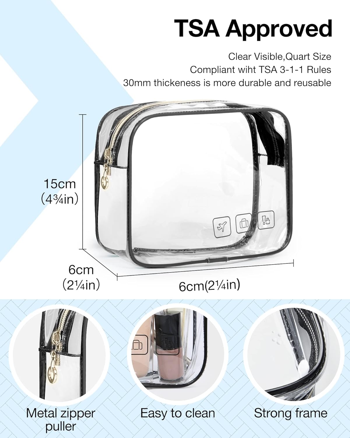 BAGSMART Toiletry Bag Hanging Travel Makeup Organizer with TSA Approved Transparent Cosmetic Bag Makeup Bag for Full Sized Toiletries, Medium-Black - Image 7